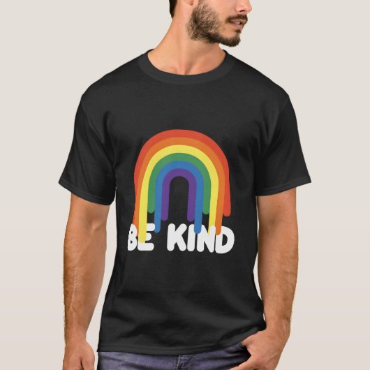Be Kind Kindness Positivity Inspirational Rainbow T-shirt (Voorkant)