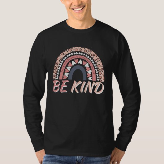 Be Kind Leopard Rainbow Motivational Quote Teacher T-shirt (Voorkant)