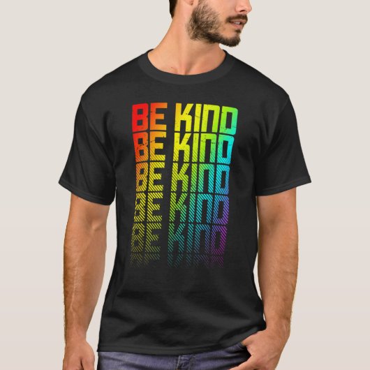 Be Kind LGBTQ+ Rainbow Gay Pride Tekst Vervagen Gr T-shirt (Voorkant)
