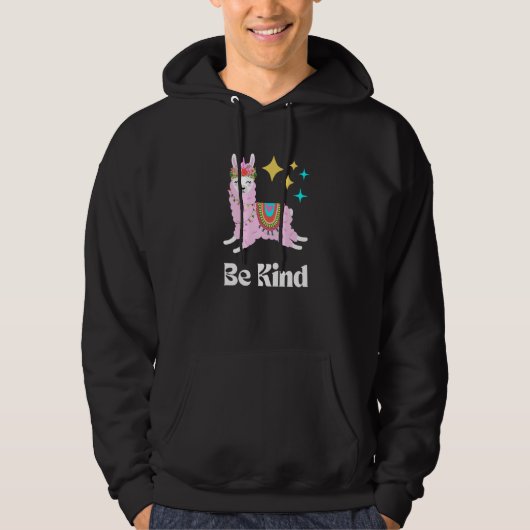 Be Kind Llama Kindness Cute Women's Empathy Pink B Hoodie (Voorkant)