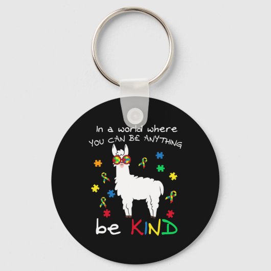 Be Kind Llama Puzzel Stuk Cool Autisme Awareness G Sleutelhanger (Voorkant)