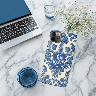 Be Kind Minimal Vintage French Toile Blue Rustic iPhone 11Pro Max Hoesje