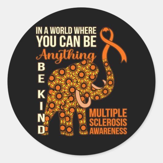 Be Kind Multiple Sclerosis Awareness Support Graph Ronde Sticker (Voorkant)