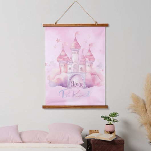 Be Kind Palace op de Pink Cloud aanpasbaar Hangend Wandkleed (Slaapkamer)