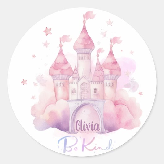 Be Kind Palace op de Pink Cloud aanpasbaar Ronde Sticker (Voorkant)