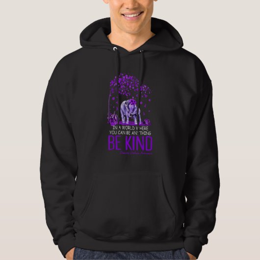 Be Kind Purple Domestic Violence Awareness Elephan Hoodie (Voorkant)
