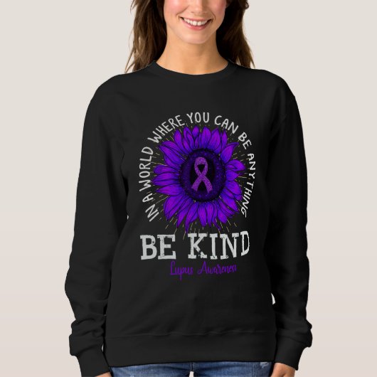 Be Kind Purple Ribbon Sunflower Lupus Awareness Trui (Voorkant)