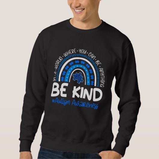 Be Kind Puzzle Piece Leopard Rainbow Autism Awaren Trui (Voorkant)