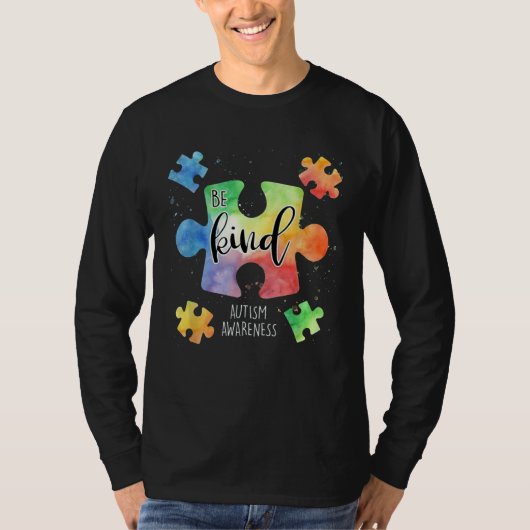 Be Kind Puzzle Pieces Cute Autism Awareness Puzzle T-shirt (Voorkant)