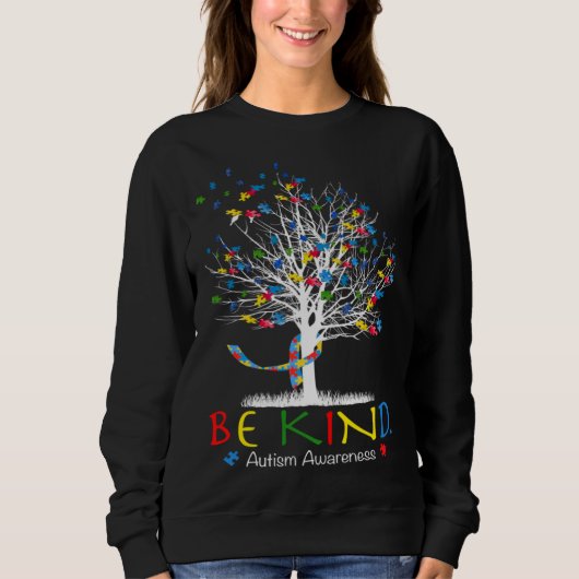 Be Kind Puzzle Tree Autism Awareness Month Kids Me Trui (Voorkant)