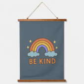 "Be Kind Rainbow – Kleurrijk Positief Quote Ontwer Hangend Wandkleed (Voorkant)