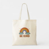 "Be Kind Rainbow – Kleurrijk Positief Quote Ontwer Tote Bag (Achterkant)