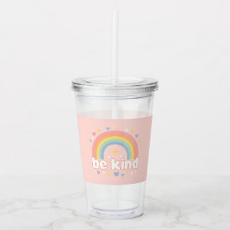 Be Kind – Rainbow Pastel Positivity Acryl Drinkbeker