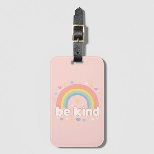 Be Kind – Rainbow Pastel Positivity Bagagelabel (Voorkant (verticaal))