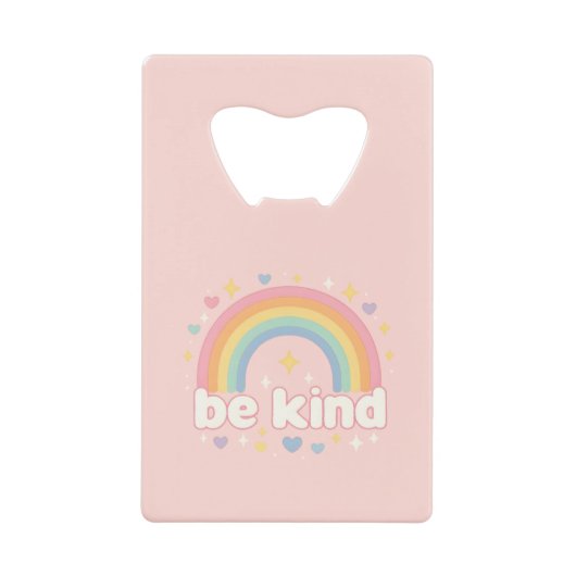 Be Kind – Rainbow Pastel Positivity Creditkaart Flessenopener (Voorkant)