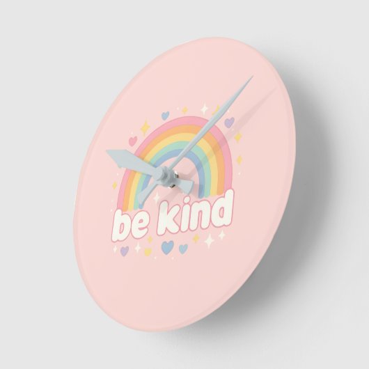 Be Kind – Rainbow Pastel Positivity Ronde Klok (Hoek)
