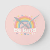 Be Kind – Rainbow Pastel Positivity Ronde Klok (Voorkant)