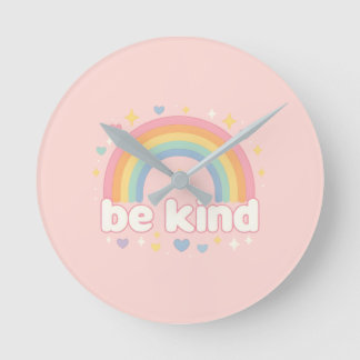Be Kind – Rainbow Pastel Positivity Ronde Klok