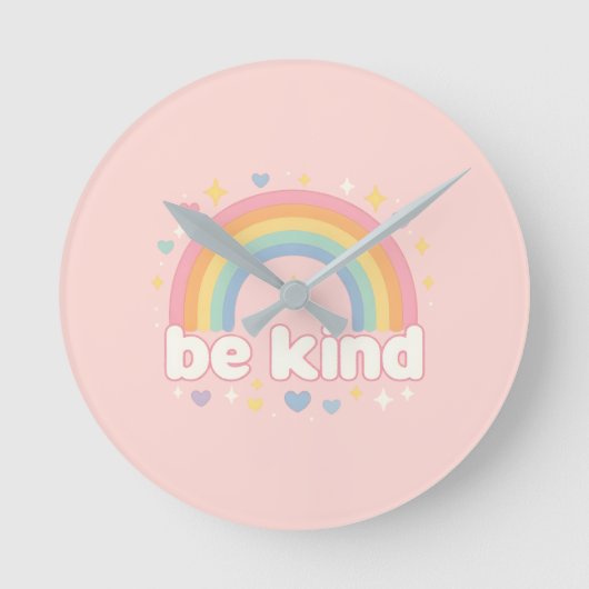 Be Kind – Rainbow Pastel Positivity Ronde Klok (Voorkant)