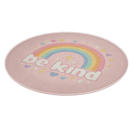 Be Kind – Rainbow Pastel Positivity Snijplank (Hoek)