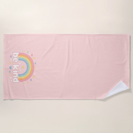 Be Kind – Rainbow Pastel Positivity Strandlaken (Voorkant)