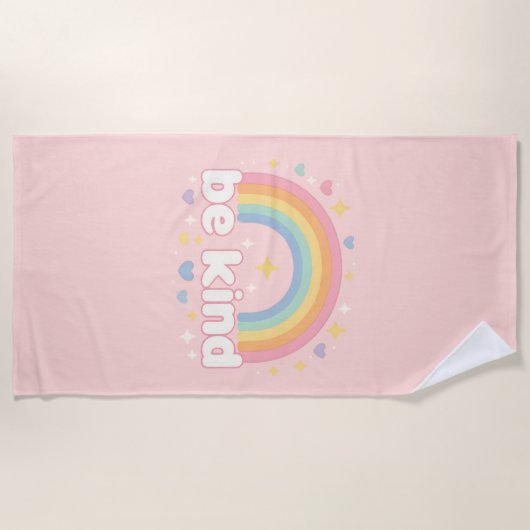 Be Kind – Rainbow Pastel Positivity Strandlaken (Voorkant)