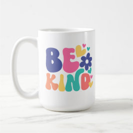 Be Kind Retro Boho –Groovy Colorful Flower & Heart Koffiemok