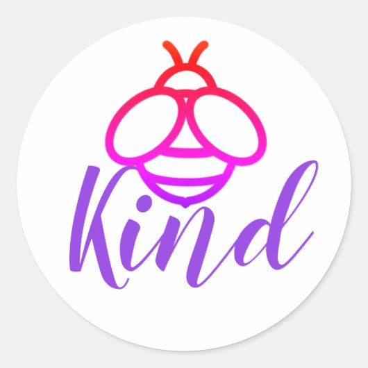 Be Kind - schattig roze rood paarse honingbij desi Ronde Sticker (Voorkant)