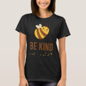 Be Kind Sign Braille Language Bee Graphic Yellow T-shirt (Voorkant)
