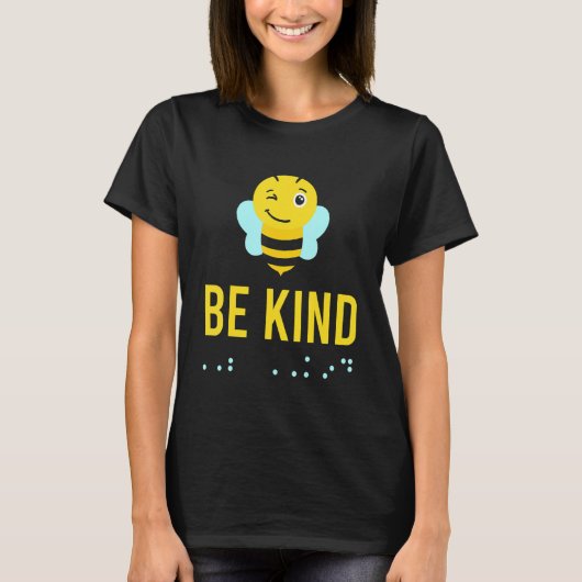 Be Kind Sign Braille Language Bee Smile Graphic Ye T-shirt (Voorkant)