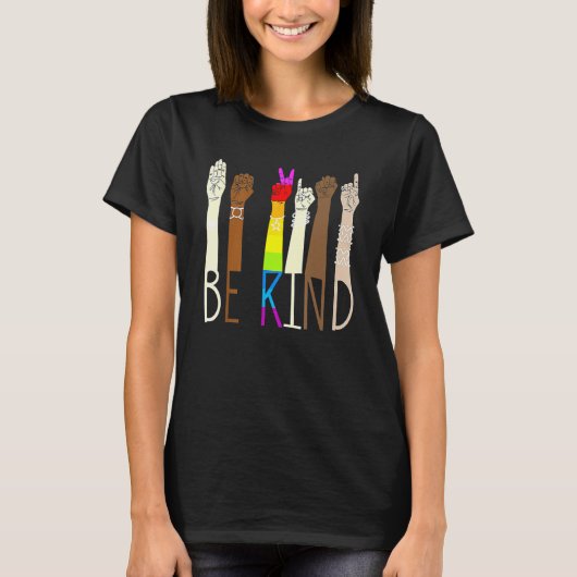 Be Kind Sign Language Hand Talking LGBT Gay Les Pr T-shirt (Voorkant)