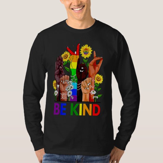 Be Kind Sign Language Hand Talking LGBTQ+ Gay Les  T-shirt (Voorkant)