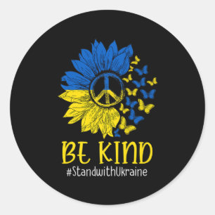 Be Kind Sunflower Peace Love Oekraïne Stand With U Ronde Sticker