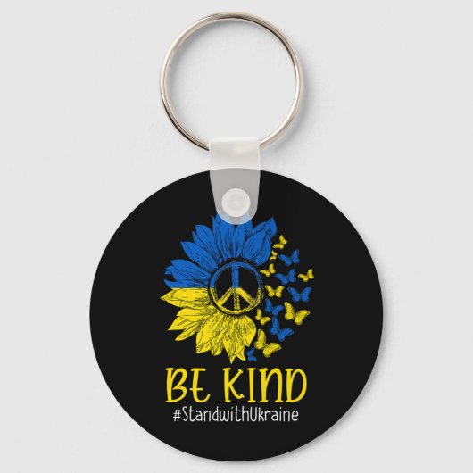 Be Kind Sunflower Peace Love Oekraïne Stand With U Sleutelhanger (Voorkant)