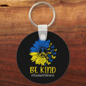Be Kind Sunflower Peace Love Oekraïne Stand With U Sleutelhanger (Voorkant)