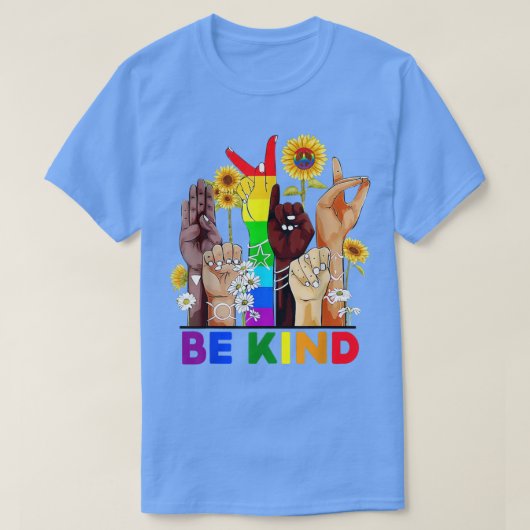 Be Kind Sunflower Peace Sign Rainbow LGBT Pride Ga T-shirt (Design voorkant)