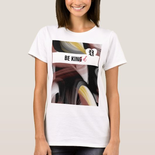 Be Kind T-Shirt Trend Abstract Zwart Wit Powdery (Voorkant)