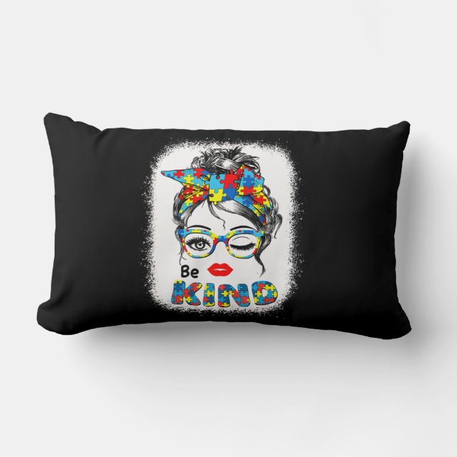 Be Kind t-shirts for Women Autism Awareness Messy Kussen (Voorkant)
