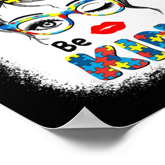 Be Kind t-shirts for Women Autism Awareness Messy Poster (Hoek)