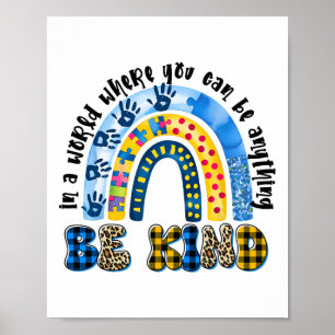 Be Kind Tie Dye Rainbow Kies Vriendelijkheid Vrouw Poster