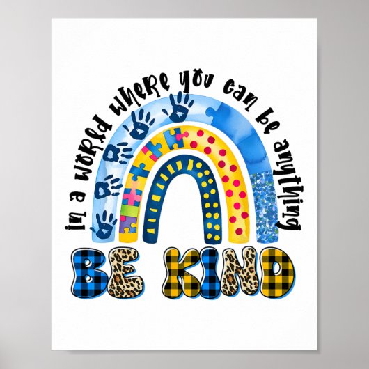 Be Kind Tie Dye Rainbow Kies Vriendelijkheid Vrouw Poster (Voorkant)