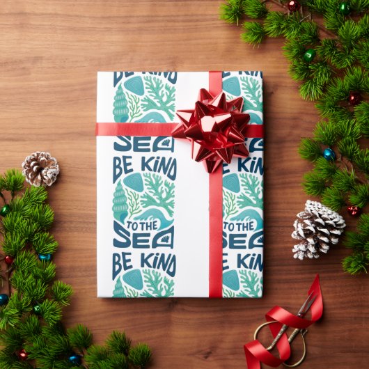 Be Kind to the Sea – Ocean Conservation Eco Design Cadeaupapier (Feestdagen Geschenken)