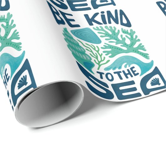 Be Kind to the Sea – Ocean Conservation Eco Design Cadeaupapier (Rol Hoek)