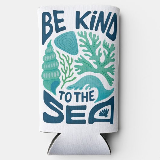 Be Kind to the Sea – Ocean Conservation Eco Design Seltzer Blikjeskoeler (Voorkant)