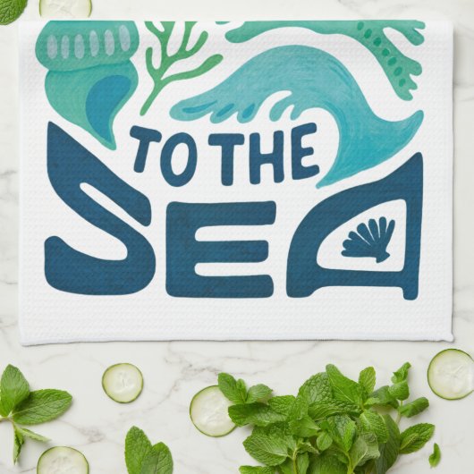 Be Kind to the Sea – Ocean Conservation Eco Design Theedoek (Gevouwen)