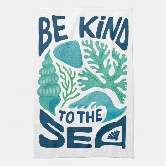 Be Kind to the Sea – Ocean Conservation Eco Design Theedoek (Verticaal)