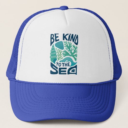 Be Kind to the Sea – Ocean Conservation Eco Design Trucker Pet (Voorkant)