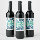 Be Kind to the Sea – Ocean Conservation Eco Design Wijn Etiket (Flessen)