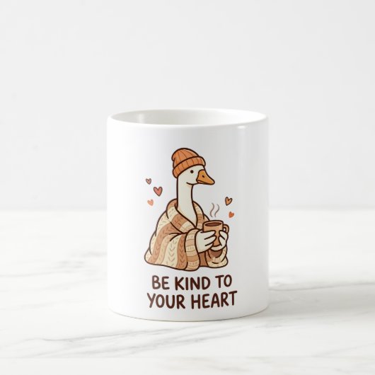 Be Kind to Your Heart – Cute Goose Cozy Coffee Mug Koffiemok (Center)