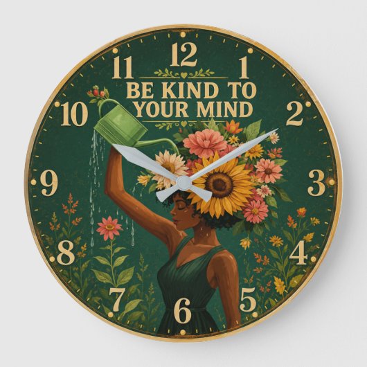 Be Kind to Your Mind Floral Grote Klok (Voorkant)